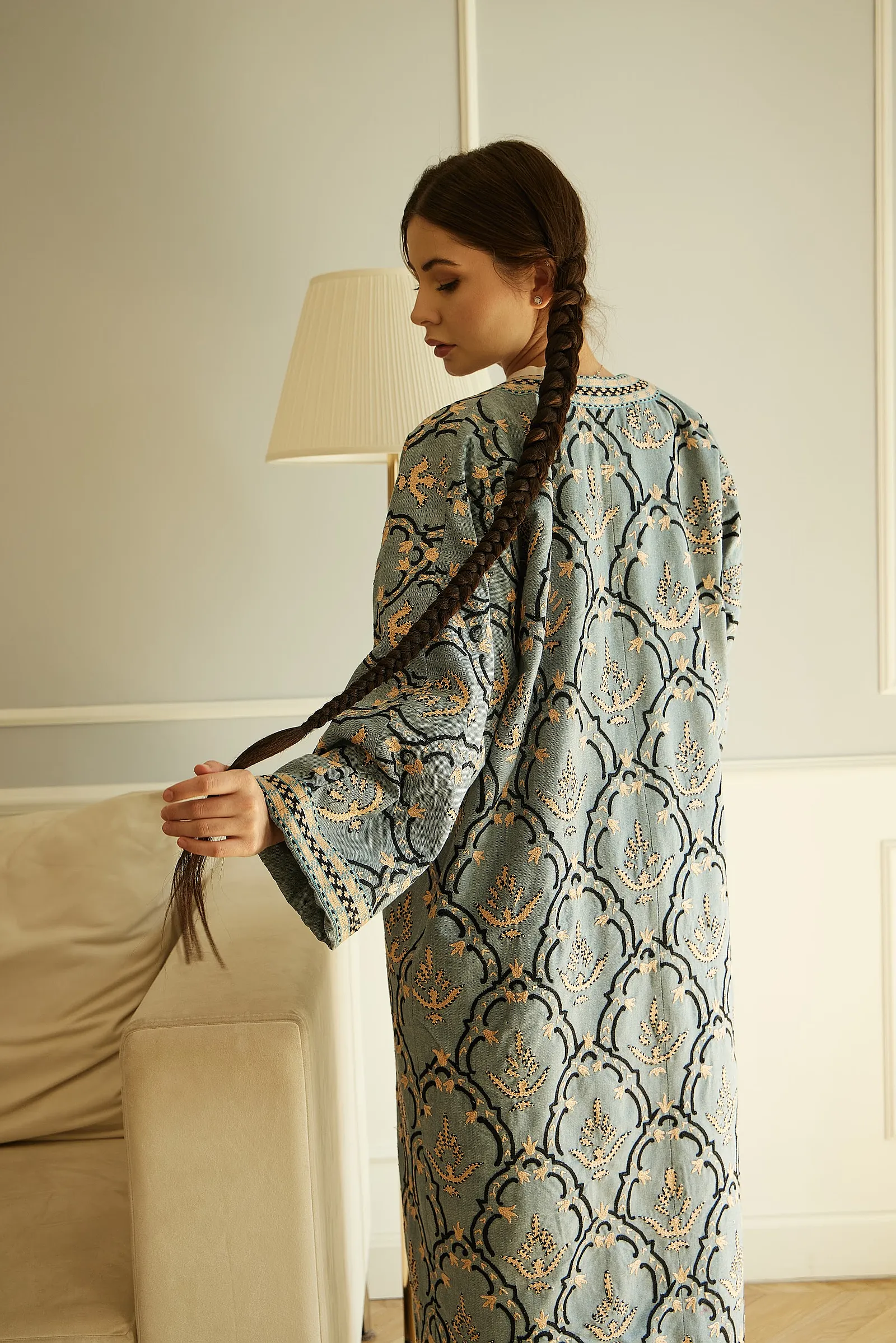 Авторский чапан в голубом оттенке