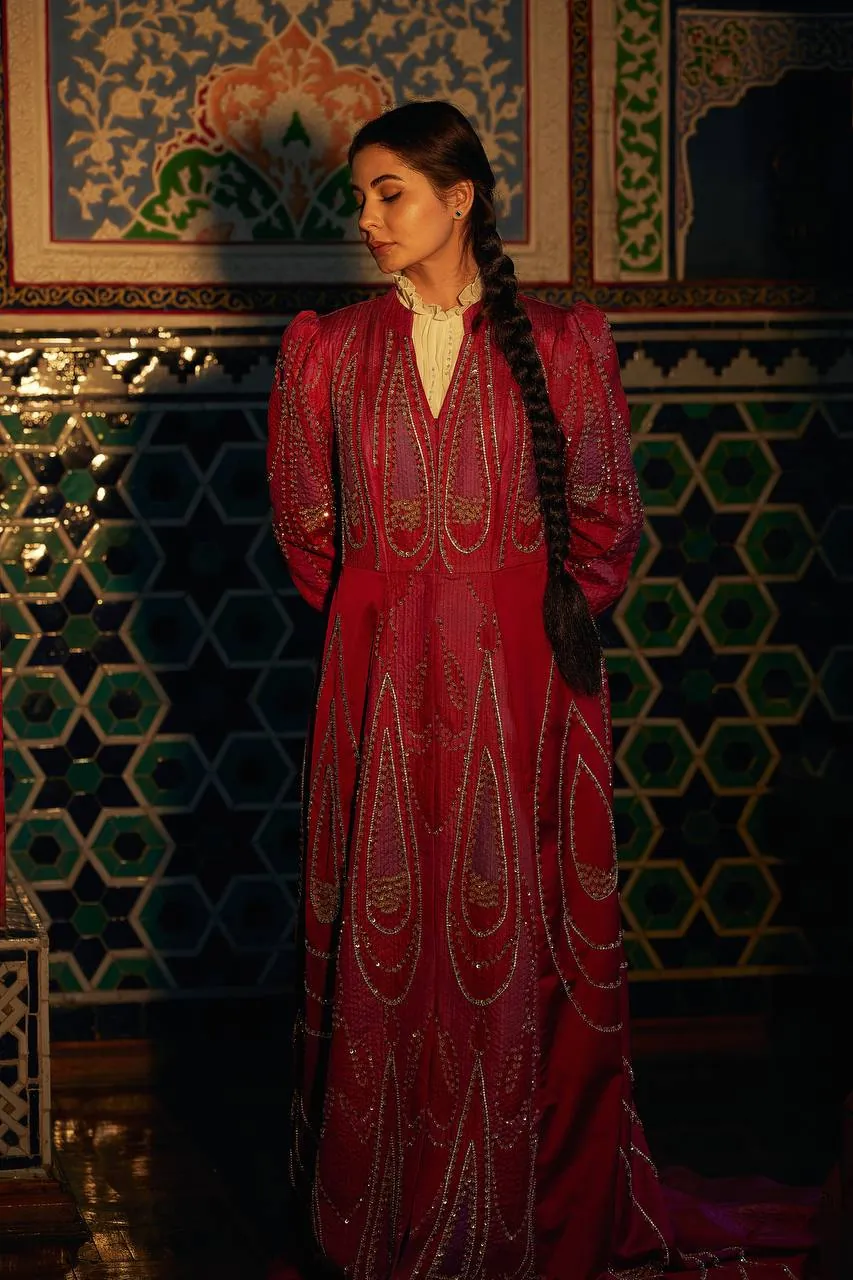 Стеганный платье-кафтан